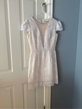 Dress the Population Ivory Lace Mini Dress